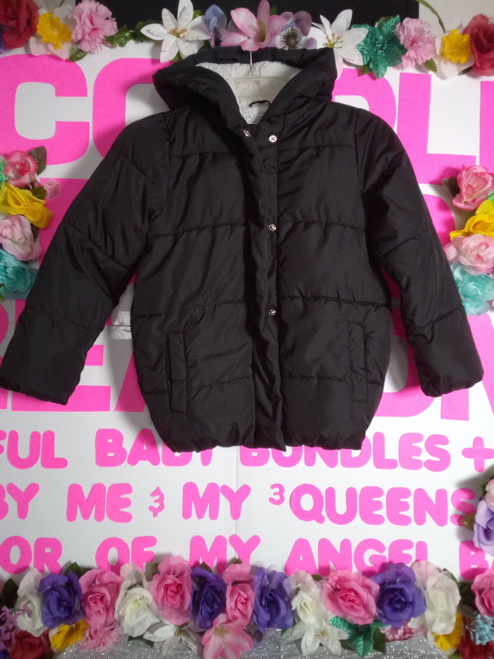 Old Navy Black Hooded Puffer Jacket for Kids